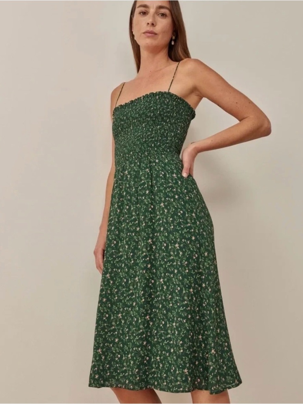 Reformation Sable Midi Dress in Green XS